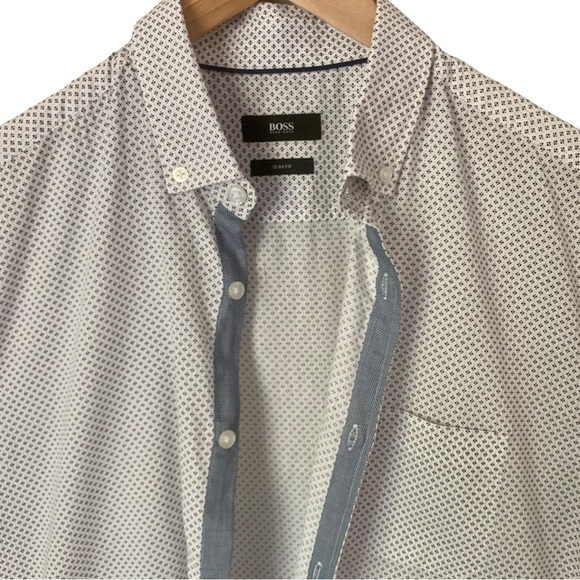 BOSS HUGO BOSS Reed Slim Fit Shirt Modern Essential Short Sleeve Button Down - Picture 12 of 16